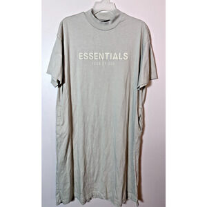 Fear of God Essentials Mock-Neck T-Shirt Dress Size XS‎ Tan Pockets Oversized